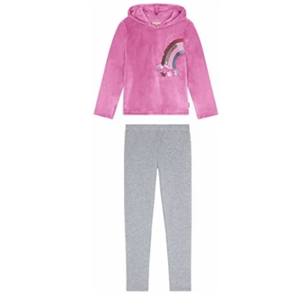 Girls Plush Hoodie & Leggings Top Pants 2 Piece Set Size 10/12